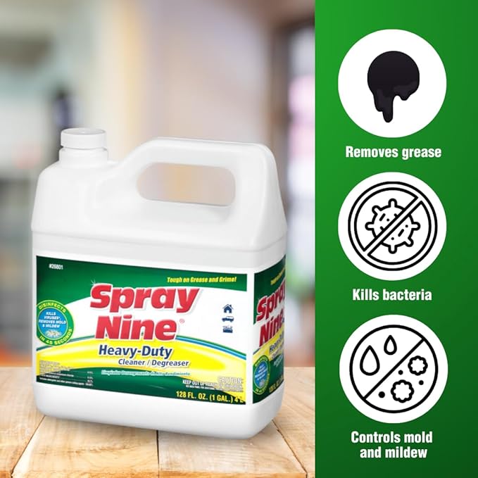 Spray Nine 26801-4PK Heavy Duty Cleaner, Degreaser & Disinfectant for Home, Yard Equipment, Automotive & More - Refill for Spray Bottle 1 Gallon (Pack of 4)