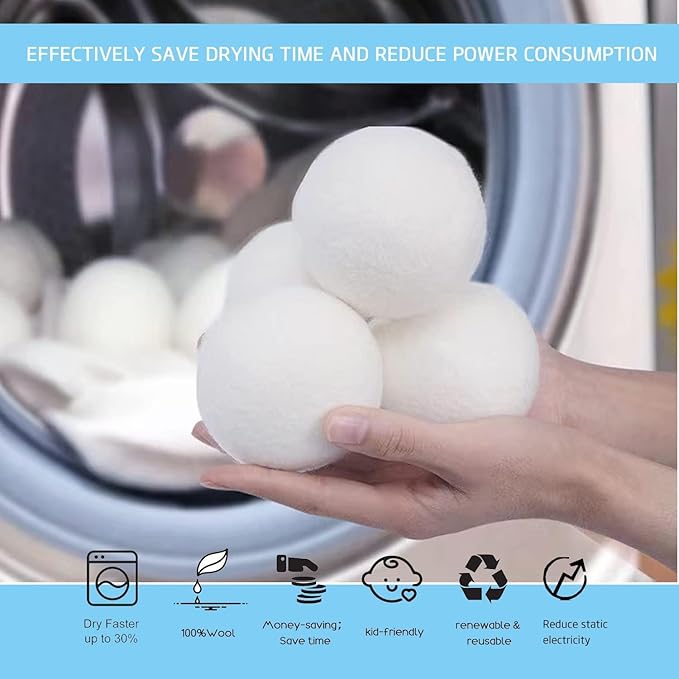 Premium XL Wool Dryer Balls 6-Pack | 100% Organic New Zealand Wool, Handcrafted, Reusable for 1,000+ Loads | Eco-Friendly Fabric Softener, Wrinkle & Static Reduction, Faster Drying