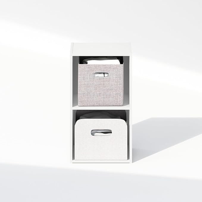 Furinno Reed Closet Organizers and Storage, 2-Tier Closet Organizer, Open Shelf Closet Storage, for Wardrobe, Bedroom, Living Room, White