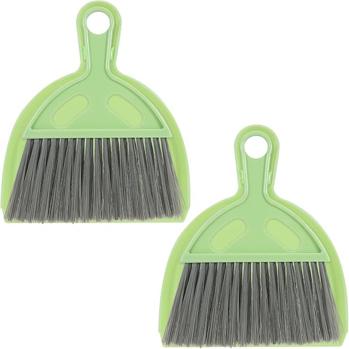 Small Dustpan and Brush Set, Mini Dust Pan and Brush, Hand Broom and Dustpan Set, for Cat Litter, Kitchen, Tables, Countertops, Cars, etc.(2PCS)