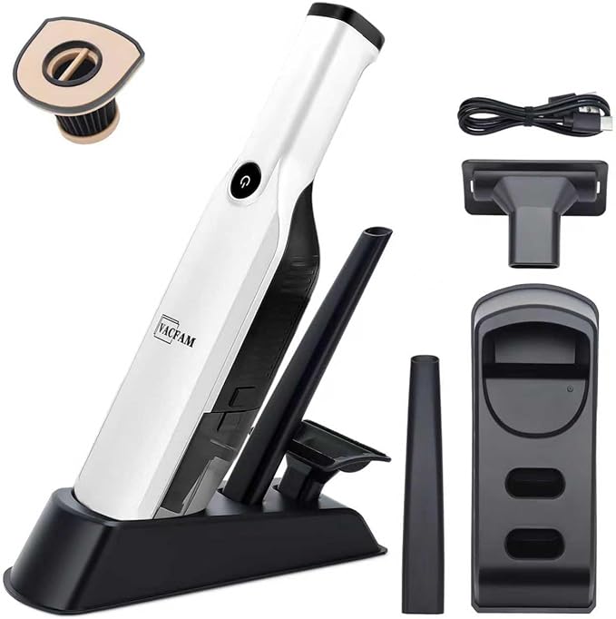 Handheld Vacuum Cordless,Dust Busters Cordless with Storage Dock,15KPA High Power Portable Vacuum Vordless,USB Quick Charge,Mini Vacuum with Multi-Nozzles & Washable Filter，White
