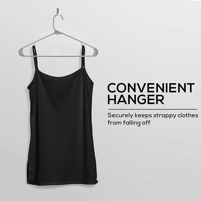 Utopia Home Plastic Hangers 20 Pack - Space Saving Clothes Hanger - Durable & Strong Closet Organizers and Storage with Built-in Strap Hooks - Essential for Shirts, Pants, Skirts & Coats (Grey)