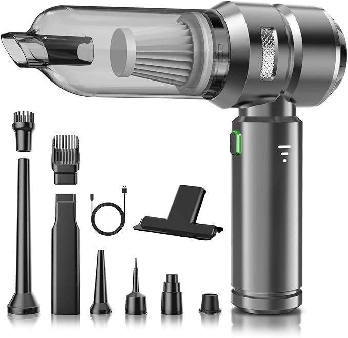 Handheld Vacuum Cleaner, 28000Pa Brushless Motor Cordless Car Vacuum Cleaner, 3-Speed Mini Hoovers with Multiple Brush Heads Hand Held Vacuum Cordless for Office, Home, Kitchen, Car, Pet Hair