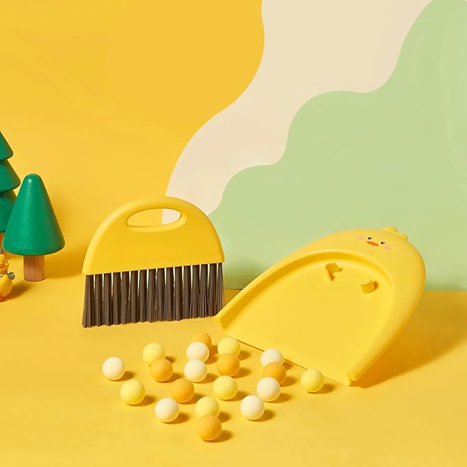 Small Broom and Dustpan Set,1pc Dust Pan and Brush Set,SUP Cute Little Yellow Duck Hand Mini Broom and Dustpan Set,Small dust pan Mini for Tabletop Debris,Keyboards&Clean Pet Cages (Duck)