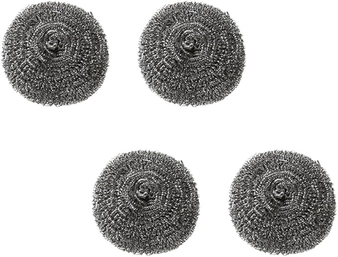 TopHomer 4 Pcs Stainless Steel Wire Balls Scrubbing Scouring Pad for Removing Heavy Dirty Home Cleaning Tools Easy to Clean