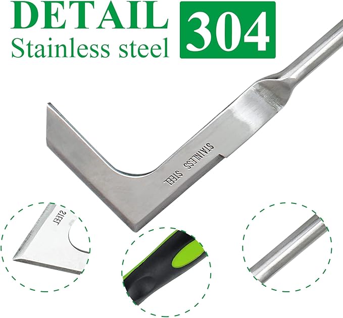 1 Pieces Hand Weed Puller Tool, Stainless Steel L Shape Garden Weed Remover Tool, Garden Weeder Tool for Lawn Farmland Transplant Gardening Plant Tool