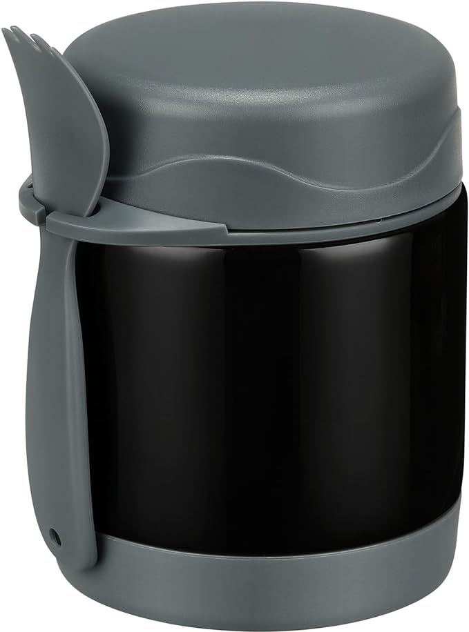 Howeemo 10oz Soup Thermo for Hot Food Kids,Lunch Kids Jar with Spoon Insulated Containers,Leak Proof Stainless Steel Wide Mouth Lunch School(Black)