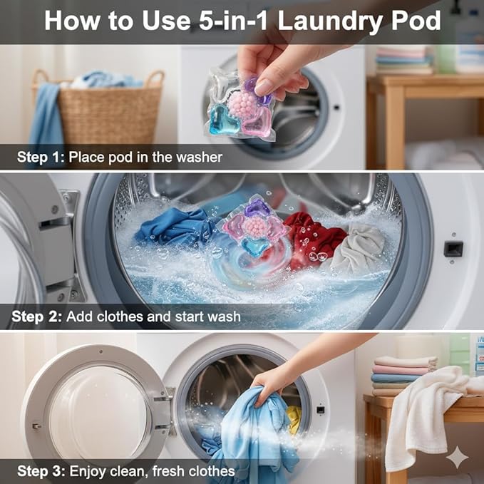 5 in 1 Laundry Beads - 5 in 1 Laundry Pods with Fabric Softener & Scent Beads(50PCS)
