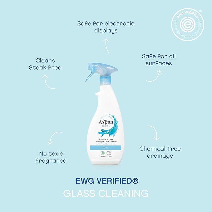 AspenClean | Glass Spray Cleaner | Streak-Free Window & Mirror Cleaner | Multi-Surface Cleaner| Non - Toxic | 100% Natural | EWG Verified | Pack of 2