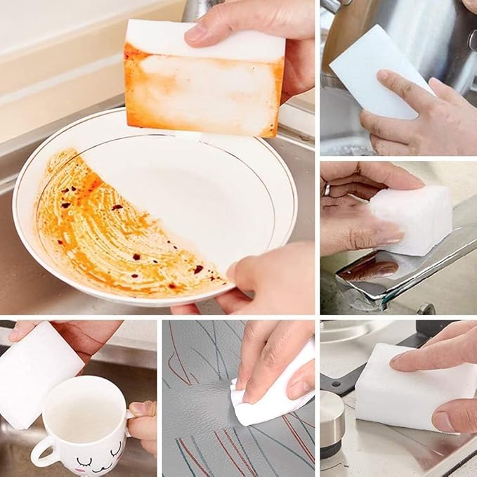 SmilePowo 50 Pack Magic Cleaning Sponges Eraser,Multi-Functional Premium Melamine Sponge Foam Cleaning Pads,Dish,Household Cleaning Scrub Sponge for Kitchen,Furniture,Bathroom