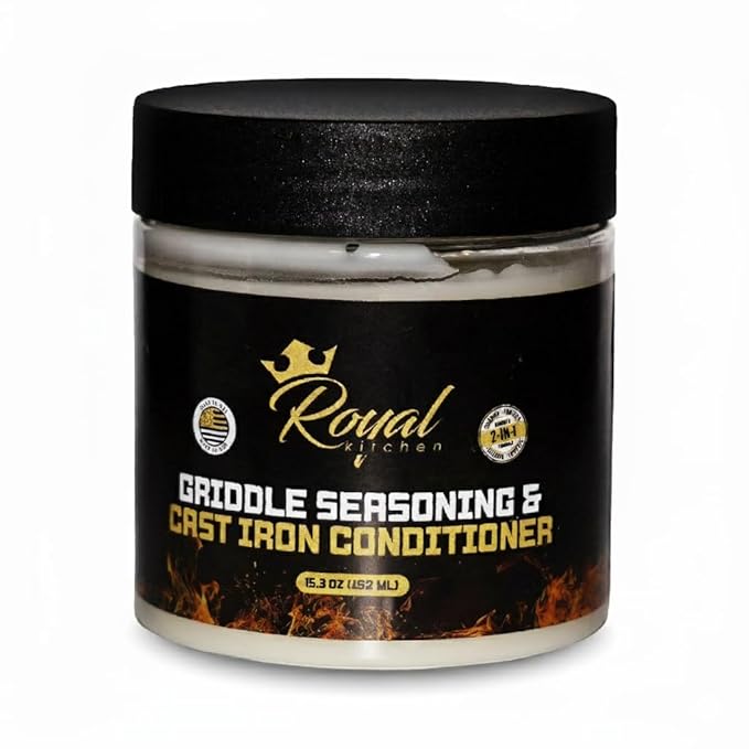 Royal Kitchen Cast Iron & Carbon Steel Seasoning Conditioner 2-IN-1 | Effective For Restoring, Protecting & Conditioning Blackstone Griddle, Cast Iron and Dutch Oven Cookware Food Safe and easy to use conditioner (15.3 Ounce (Pack of 1))