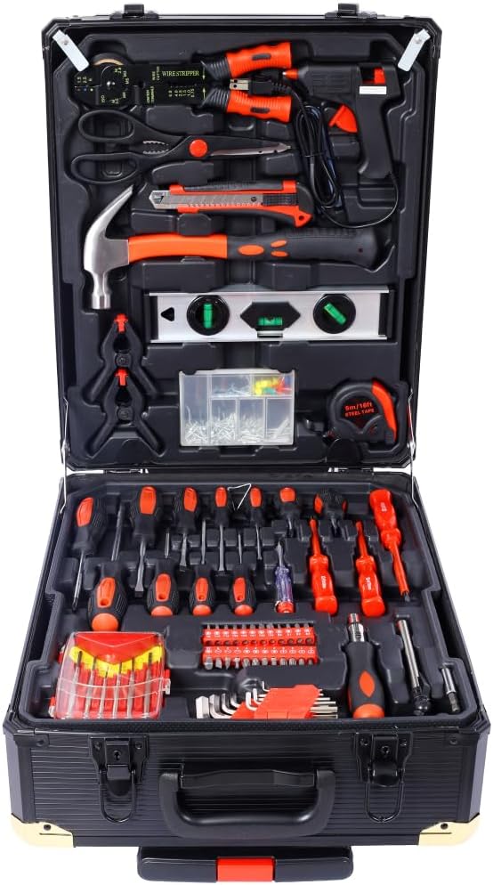 Home Repair Tool Set Kit, Luxebough Mechanics Tool Set with Rolling Tool Box, 4 Drawer Toolbox Storage Case, General Household Tool Kit for Maintenance, Garden, Homeowner, Handyman (900 PCS)