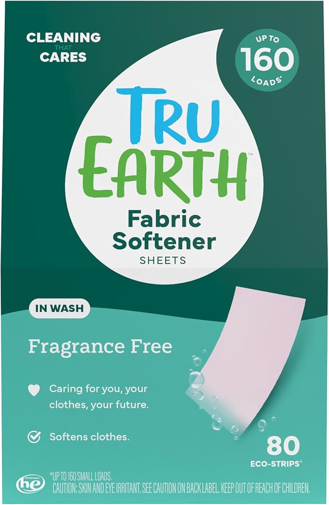 Tru Earth Fabric Softener Sheets for Washing Machine | Alternative to Fabric Softener Liquid and Pods | 80 Sheets | Fragrance-Free