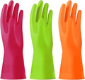 Alimat PluS 3 Pack Reusable Cleaning Gloves Latex Free, Dishwashing Rubber Gloves for Cleaning, Waterproof Household Gloves for Laundry, Gardening (Medium, Without Liner)