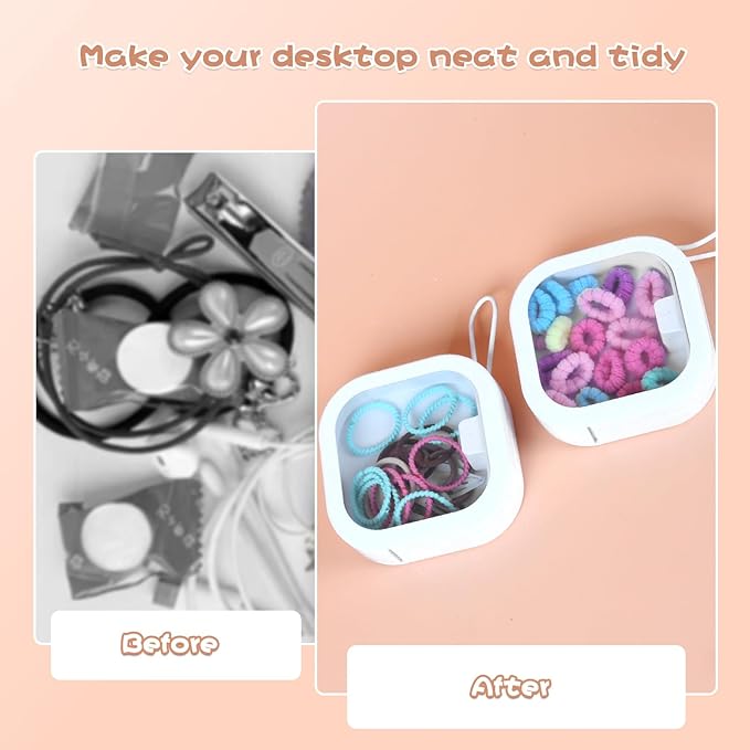 Hair Tie Organizer, Small Portable Hair Accessories Storage Can Be Stackable Or Hung On The Wall, Small Items Holder Hair Tie Organizer for Jewelry Hair Stuff Hair Clip Cotton Swab