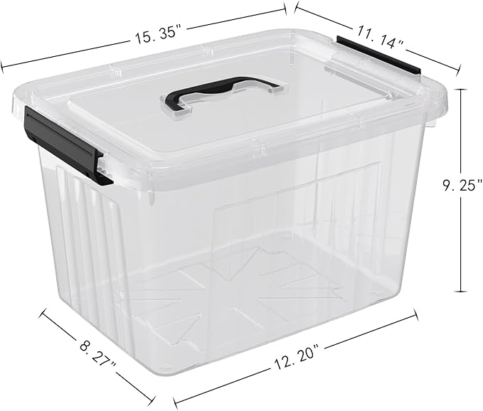 Cand 20 quart clear latching tote, 4 packs plastic storage boxes for organising
