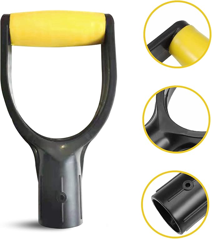 D Grip Plastic Spade Handle, 32mm Inner Diameter Snow Shovel Handle, Snow Scoop Digging Raking Tool, Garden Accessory (Yellow)