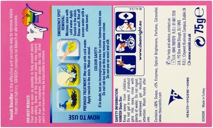 Spotless Punch Ltd Vanish Stain Remover Bar 75g