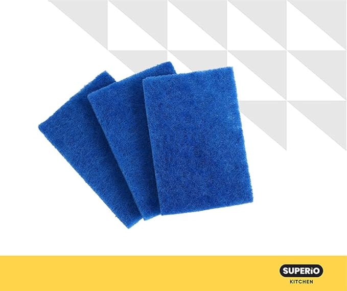 Superio Heavy Duty scouring Pads Non-Scratching Scrubber, Non-Scratch Cleaning Scrub Pads, Eco-Friendly Reusable Kitchen Scrubbing Pad, Great for Non-Stick Cookware