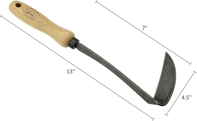 DeWit Tierra Garden Right Hand Japanese Hand Hoe, Handheld Gardening Tool to Remove Grass, Weeds, and More