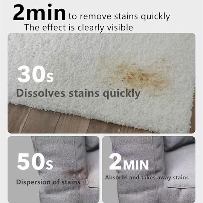 2 Pack Carpet Spot Cleaner, Sofa Spot Stain Remover, Free-wash Fabric Cleaner with Brush Head, for Sofas, Carpets, Curtains, Remove Oil Stains, Blood Stains, Coffee Stains, Pet Urine Stains