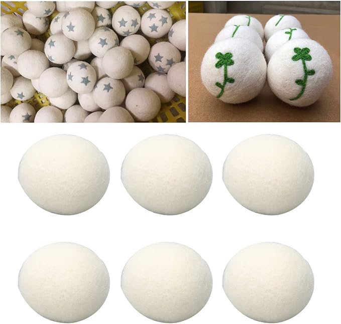 ZJchao 6 Pack Wool Dryer Balls for Laundry High Density Wool Drying Balls Reduce Static Cling Shorten Drying Time Reusable with Softener Alternative for Clothes Baby Delicates (4cm)