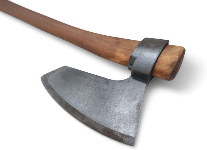 Hand-Forged Hewing Bearded Broad Axe – European Style | Timber Framing, Log Building & Woodworking Tool | Razor-Sharp High-Carbon Steel Blade with Offset Curved Beechwood Handle
