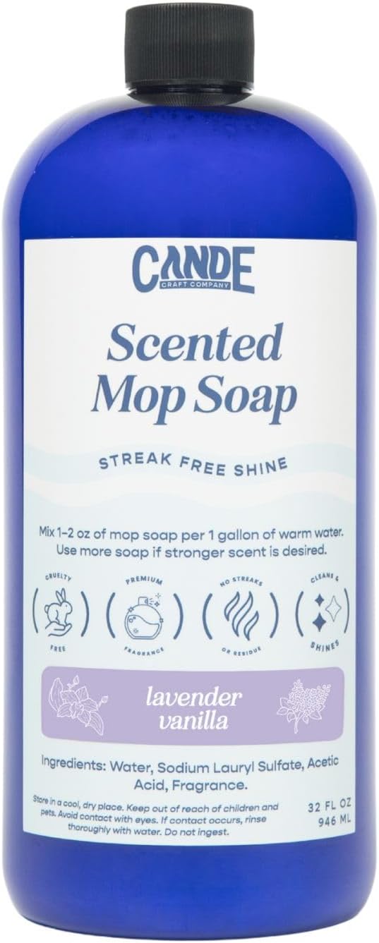 CANDE Mop Soap - Highly Scented Mop Soap, Luxury Floor Cleaner, Premium Fragranced Floor, Streak-Free Shine, 32 oz (Lavender Vanilla)