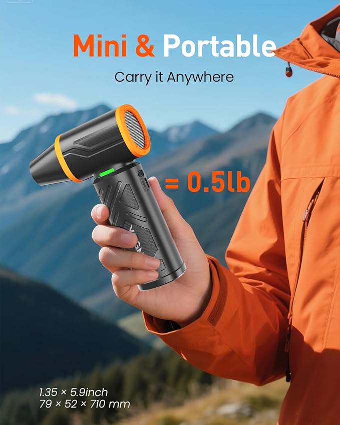 V40 Compressed Air Duster-270000RPM 350G Super Power Electric Air Duster, 10000mAh Cordless Rechargeable Brushless Motor Canned Air, Stepless-Adjustable Air Blower for PC, Keyboard