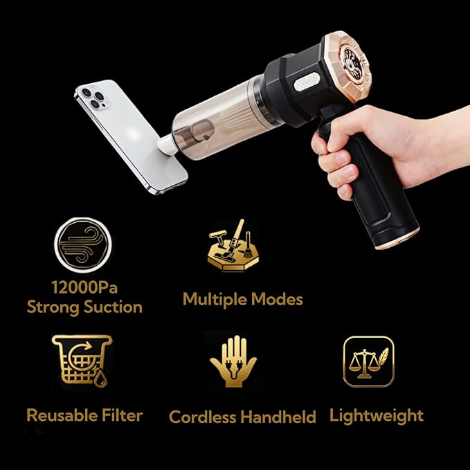Handheld Car Vacuum Cleaner, 16000Pa Vacuum Cleaner and Air Duster, Multi-Nozzles for Car, Home, Office, Pet