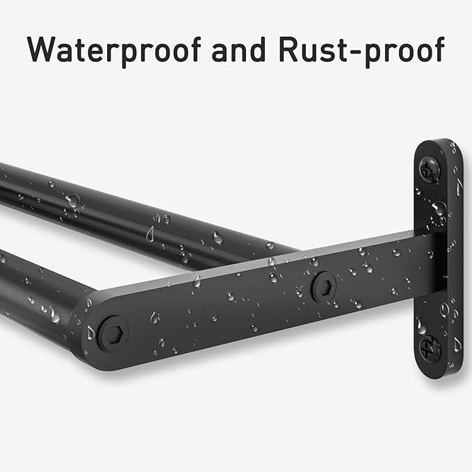 24 Inch Double Towel Bar for Bathroom Wall, Stainless Steel Towel Racks for Bathroom Wall Mounted Rustproof, Long Towel Rod Hand Towel Holder for Bathroom Toilet Kitchen Towel Storage - Matte Black