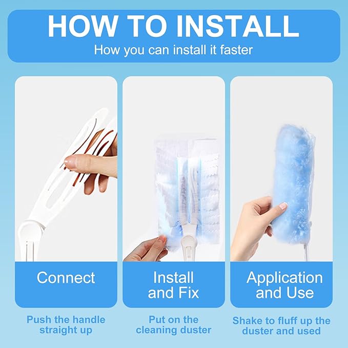 Duster Refills,Disposable dusting Brush Set Compatible with Swiffer Duster Refills for Furniture,Ceiling Fans, Electronics (Blue, 40 PCS)