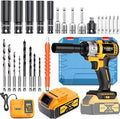 Wireless impact electric wrench kit, impact drill with charger, lithium-ion battery, portable quick charger - suitable for home and car maintenance and repair (Battery * 1+plastic box)