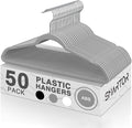 SMARTOR Plastic Hangers 50 Pack, Thin Hangers with 360° Swivel Hook, Non-Velvet Hanger Heavy Duty Clothes Holders for Closet - Durable Adult Hanger, Space Saving Hangars - Gray