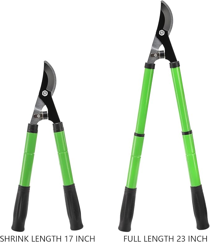 Nicunom Extendable Lopper with Compound Action, 17"-23" Garden Loppers SK5 Sharp Blade Tree Trimmer Bypass Pruning Shears, Telescopic Branch Cutter Heavy Duty Tree Pruner