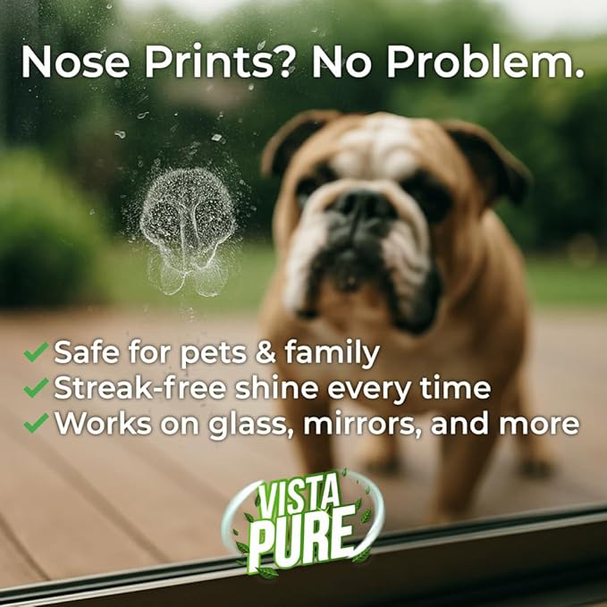 Vista Pure Glass & Appliance Natural Cleaner Spray 3 Pack | Streak-Free Window, Mirror & Surface Cleaner | Ammonia, Solvent & Toxin Free Biodegradable Formula | Mint Scented - 23oz
