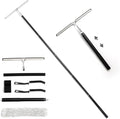 16.7“- 59.5" Long Handle Window Squeegee with Extension Pole, 12.4" Wide Metal Shower Squeegee for Glass Doors, 2-in-1 Squeegee for Home Window Cleaning, Tile Wall, Car (Silver)