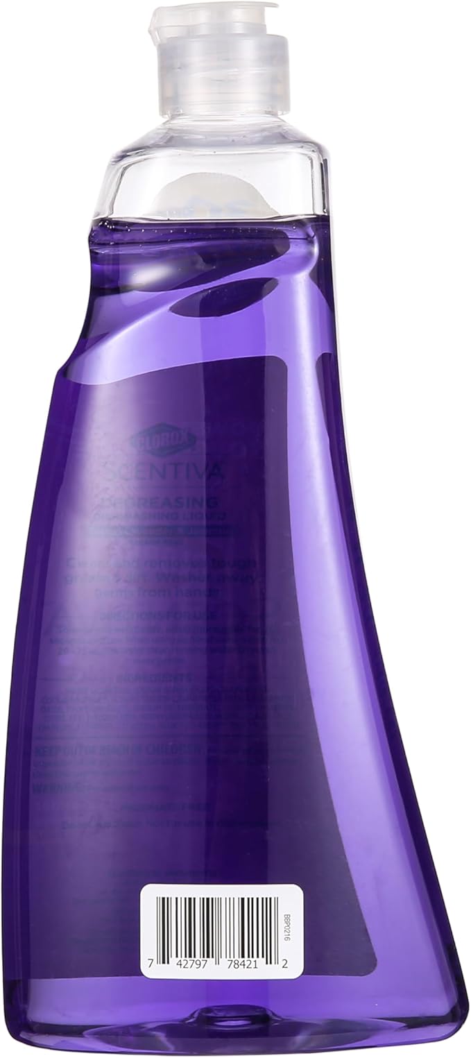 Clorox Scentiva Liquid Dish Soap, Tuscan Lavender & Jasmine Scent - Dishwashing Detergent Cuts Through Grease - A Powerful Clean You Can Trust, 26 Fl Oz
