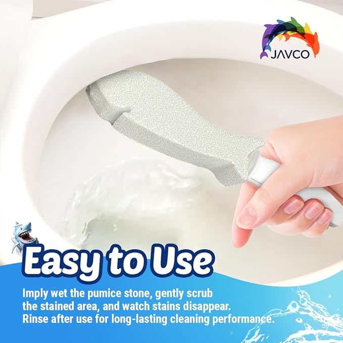 Pumice Stone for Cleaning with Handle (2 Pack) – Scrubbing Stone for Porcelain, Ceramic and Tile, Pumiceshark for Toilet Cleaning (2, small pack)