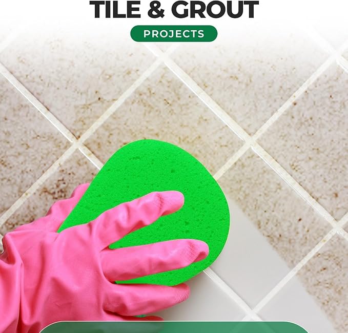 Multi-Purpose Sponges for Cleaning - Lime Green Sponge 10 Pack, Large Sponges for Car Washing, Tile & Grout, Bulk Pack Sponge