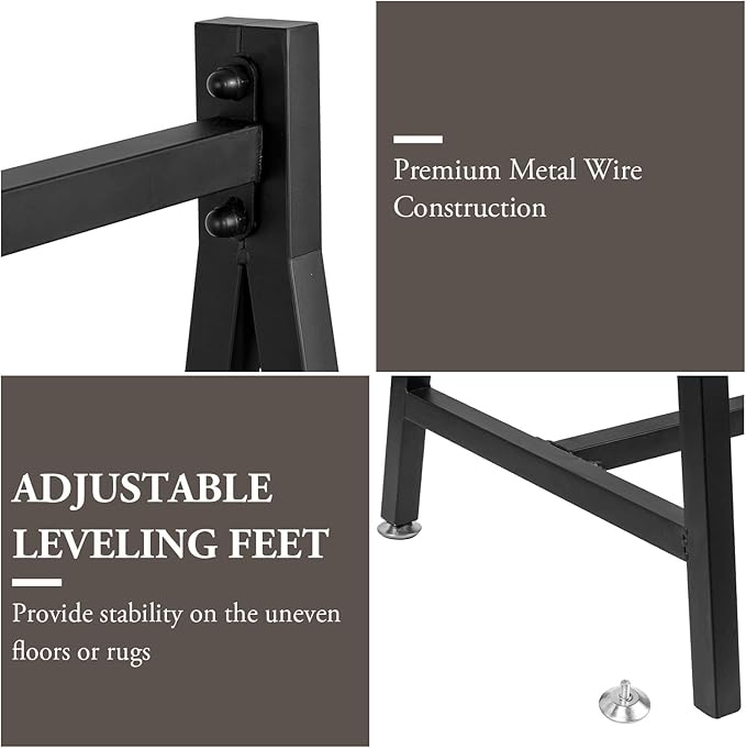 MyGift 57 Inch Modern Black Heavy Duty Metal A-Frame Wardrobe Clothing Rack, Commercial Grade Freestanding Garment Hanger for Bedroom Closet Clothes or Retail Display