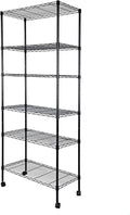 Simple Deluxe 6-Tier Shelving Units, 29.92'' W x 13.98'' D x 71.65'' H Adjustable Wire Shelving with Hanging Hooks and Wheels, Black
