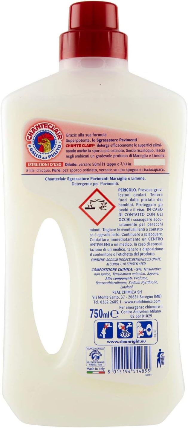 Chanteclair Floor Cleaning Degreaser , Large Surfaces Marseille and Lemon - 750 ml / 25,3 oz