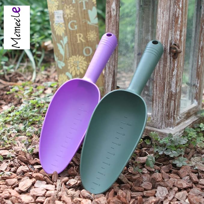 Plastic Garden Shovel Hand Trowel Tool Non-Slip Potting Soil Scoop Flowerpot Transplanting Digging Weeding Planting Cultivation 2 PCS