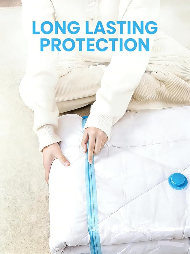 Vacuum Bags for Travel with Pump,8 Pack Vacuum Storage Bags for Bedding and Clothing,Space Saver Bags for Travel and Home(with Hand Pump, Small 40 * 60)