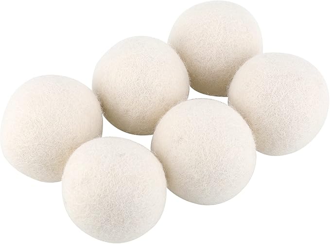 6Pcs 6cm Wool Balls Water Absorption Eliminates Static Laundry Replacement with Softener Balls Made from Materials for Clothes Drying Wool Fabric Softener Saves Money