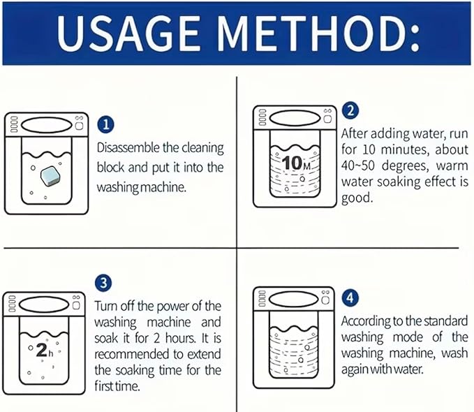 QYQOST Washing Machine Cleaner Descaler, Deep Cleaning Tablets, 25 Count, HE Front Loader and Top Load Compatible, Septic Safe Deodorizer