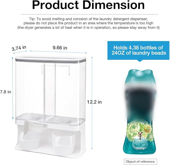 Conworld Laundry Beads Dispenser -Laundry Detergent Dispenser, Easy Access to Scented Beads, Laundry Room Organization Suitable for Laundry Beads , Laundry Powder, Rice (BPA Free )