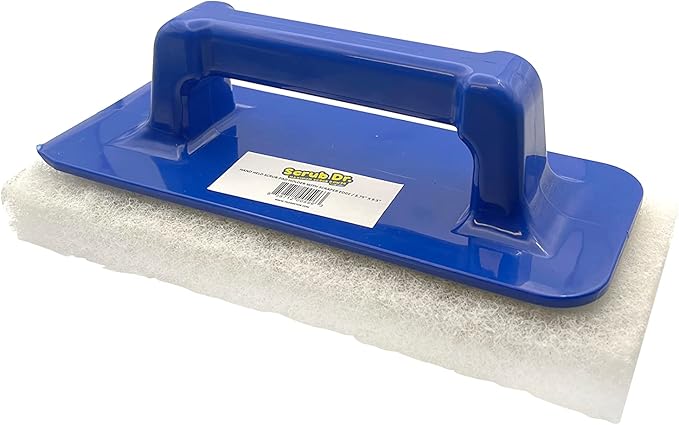 Scrub Dr. Multi-Surface Scrub Pad Holder with Scraper Edge - 4 Pack Reusable Commercial Grade Scrub, Perfect for Kitchen Set Cleaning, Grill Cleaning Kit, and Tile Scrubber by The Tile Doctor