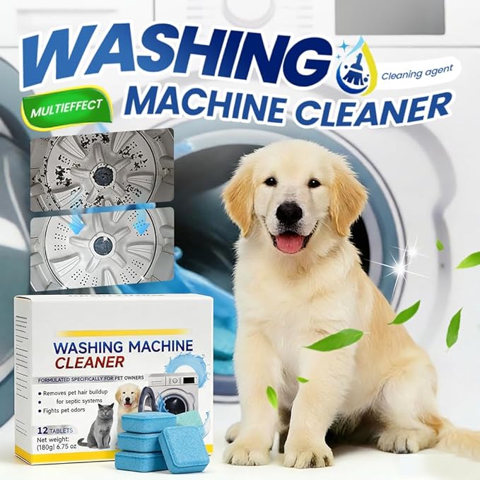 Washing Machine Cleaner Tablets, 2026 Upgraded Washer Machine Cleaner Tablets for Pet Owners, Deep Cleaning Pet Hair Remover for Front Loader, Top Load, HE Washer Tub (12 Pack)